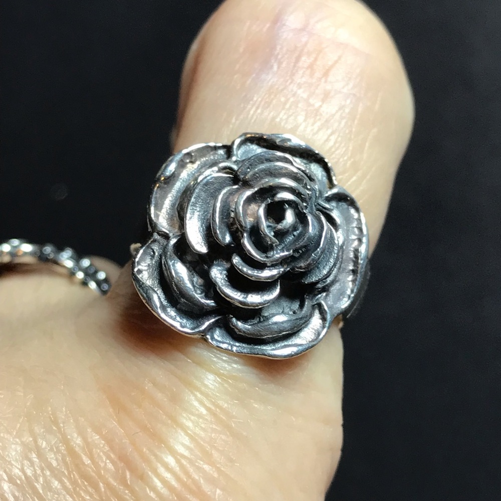 Solid Sterling Rose Ring. Heavy - image 4